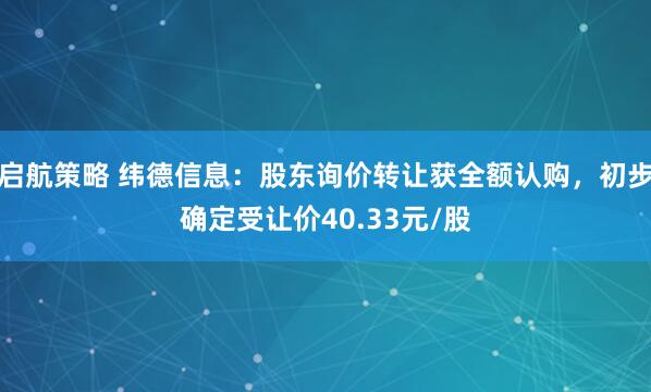 启航策略 纬德信息：股东询价转让获全额认购，初步确定受让价40.33元/股